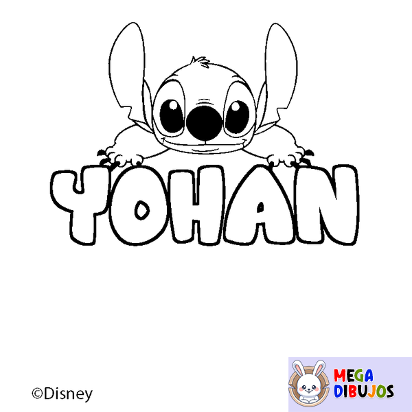 Coloraci&oacute;n del nombre YOHAN - decorado Stitch