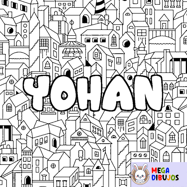 Coloraci&oacute;n del nombre YOHAN - decorado ciudad