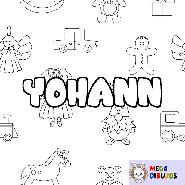 Coloraci&oacute;n del nombre YOHANN - decorado juguetes