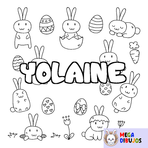 Coloraci&oacute;n del nombre YOLAINE - decorado Pascua
