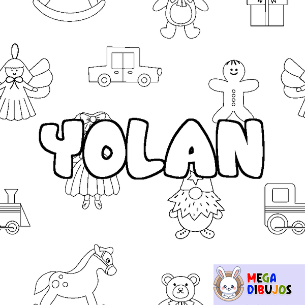 Coloraci&oacute;n del nombre YOLAN - decorado juguetes