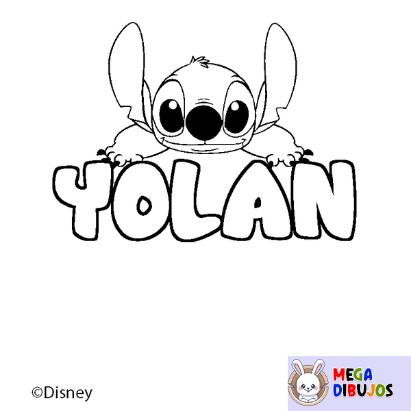 Coloraci&oacute;n del nombre YOLAN - decorado Stitch