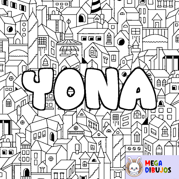 Coloraci&oacute;n del nombre YONA - decorado ciudad