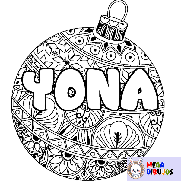Coloraci&oacute;n del nombre YONA - decorado bola de Navidad