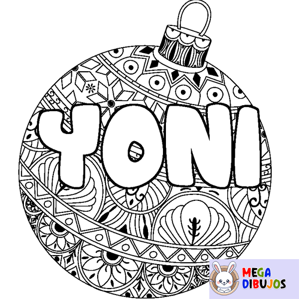 Coloraci&oacute;n del nombre YONI - decorado bola de Navidad
