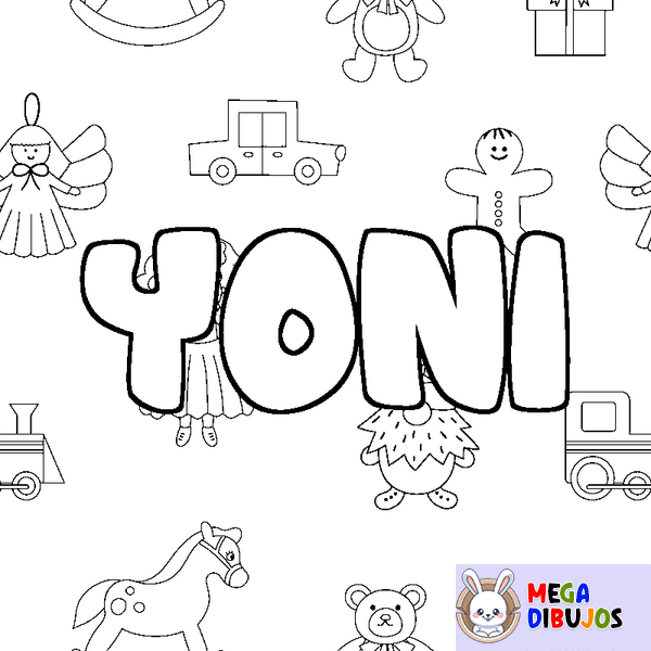 Coloraci&oacute;n del nombre YONI - decorado juguetes