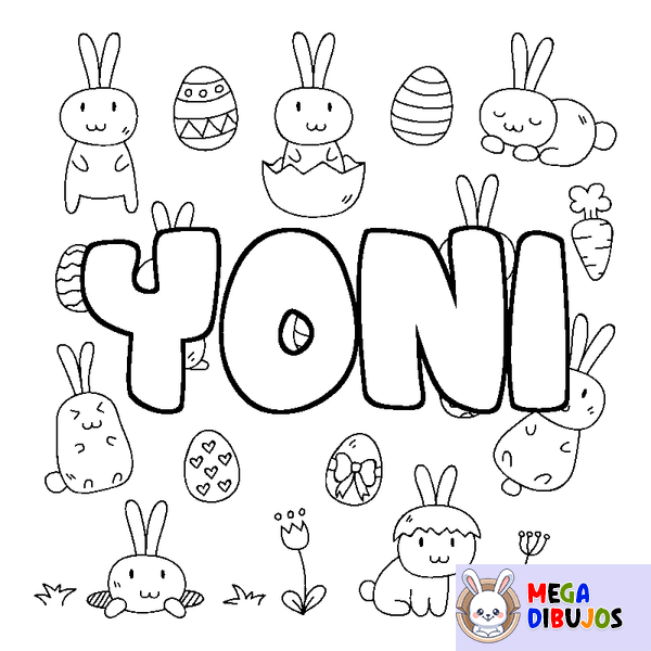 Coloraci&oacute;n del nombre YONI - decorado Pascua