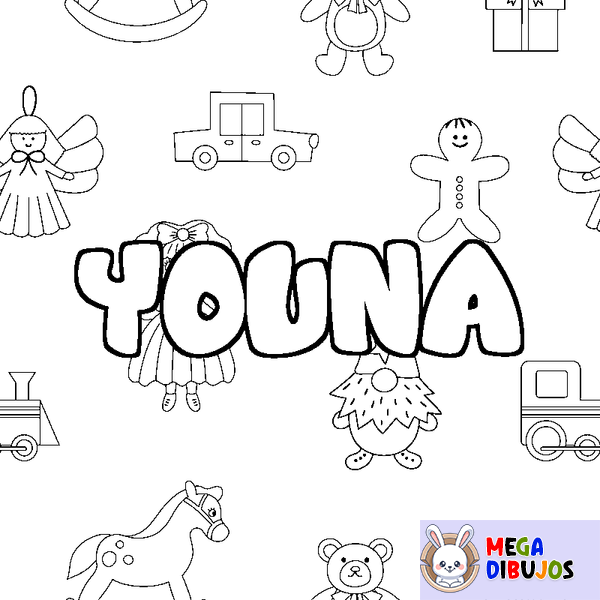 Coloraci&oacute;n del nombre YOUNA - decorado juguetes