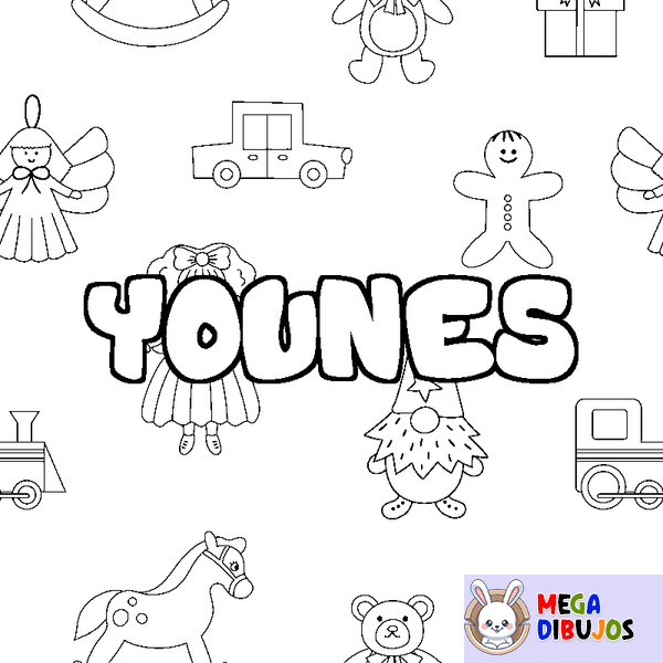 Coloraci&oacute;n del nombre YOUNES - decorado juguetes