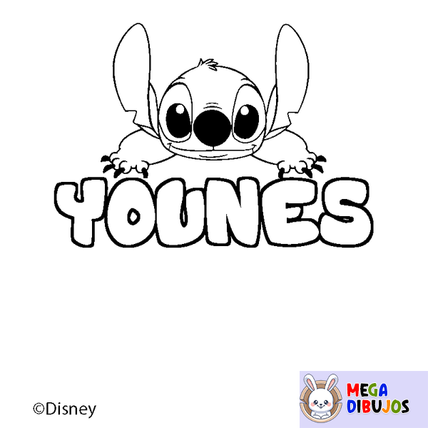 Coloraci&oacute;n del nombre YOUNES - decorado Stitch