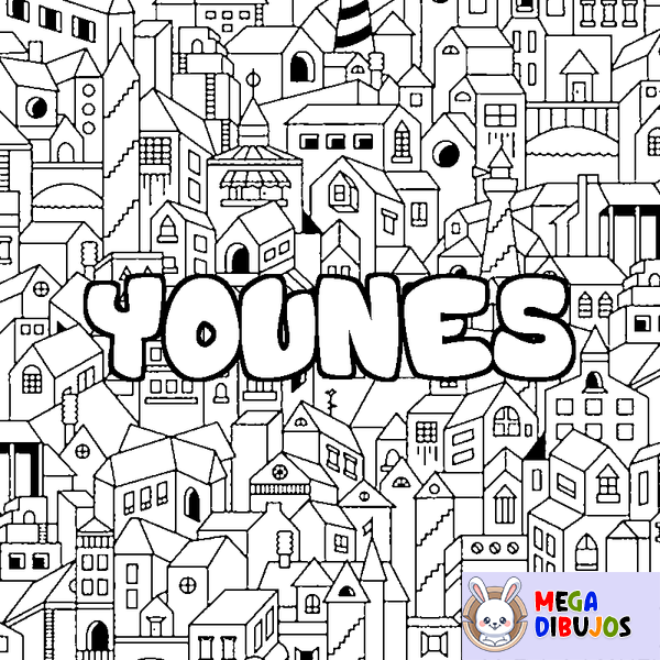 Coloraci&oacute;n del nombre YOUNES - decorado ciudad