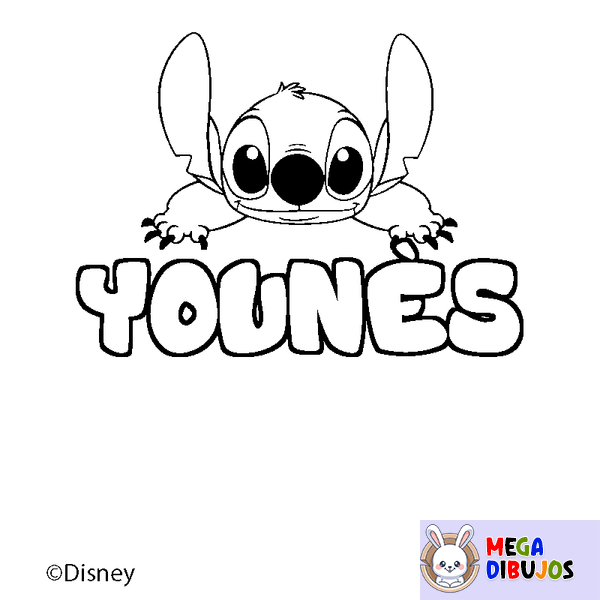 Coloraci&oacute;n del nombre YOUN&Egrave;S - decorado Stitch
