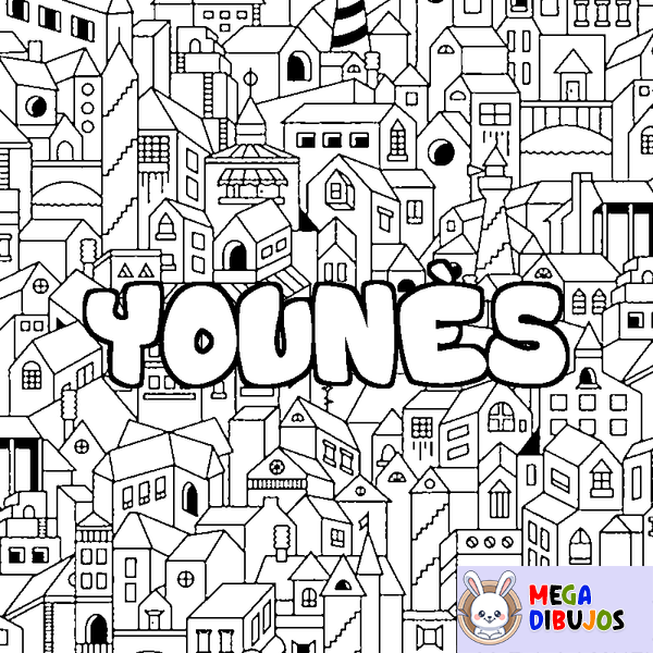 Coloraci&oacute;n del nombre YOUN&Egrave;S - decorado ciudad