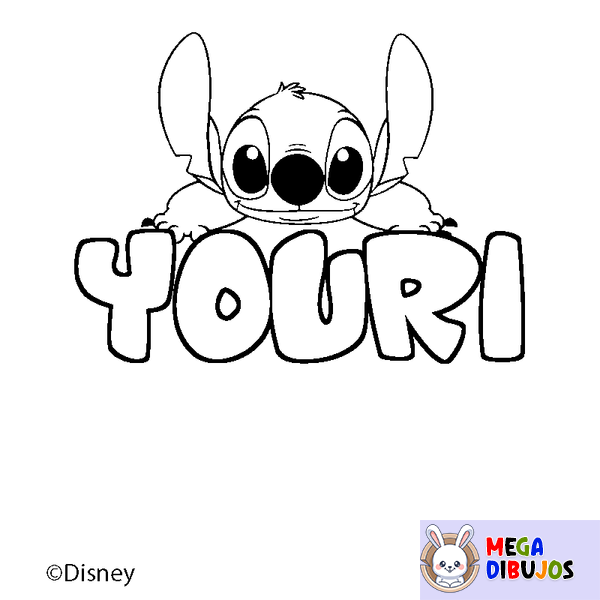 Coloraci&oacute;n del nombre YOURI - decorado Stitch