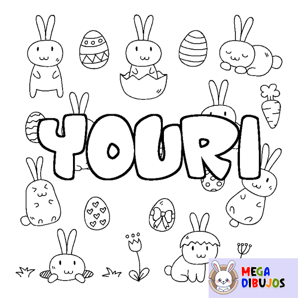 Coloraci&oacute;n del nombre YOURI - decorado Pascua