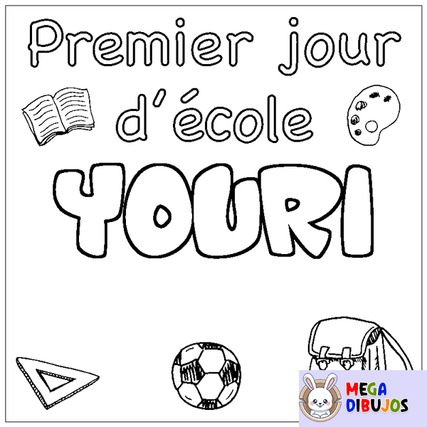 Coloraci&oacute;n del nombre YOURI - decorado primer d&iacute;a de escuela