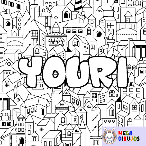 Coloraci&oacute;n del nombre YOURI - decorado ciudad