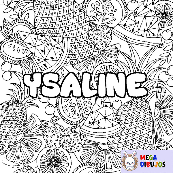 Coloraci&oacute;n del nombre YSALINE - decorado mandala de frutas