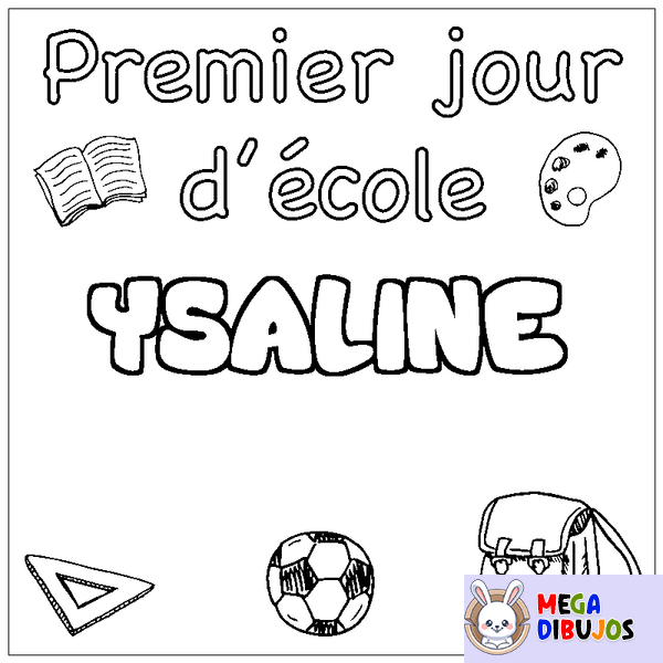 Coloraci&oacute;n del nombre YSALINE - decorado primer d&iacute;a de escuela