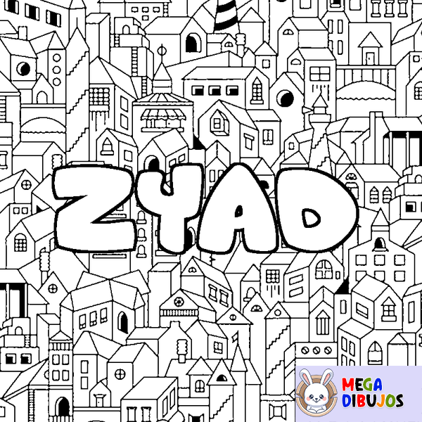 Coloraci&oacute;n del nombre ZYAD - decorado ciudad
