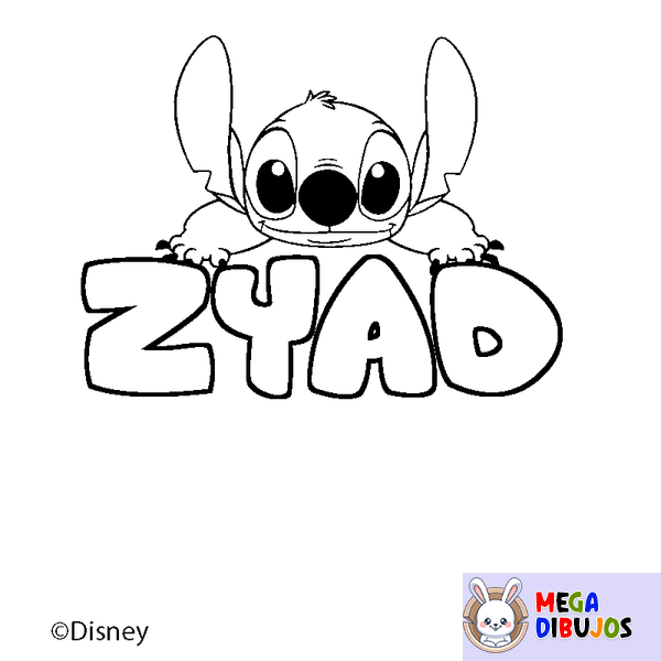 Coloraci&oacute;n del nombre ZYAD - decorado Stitch