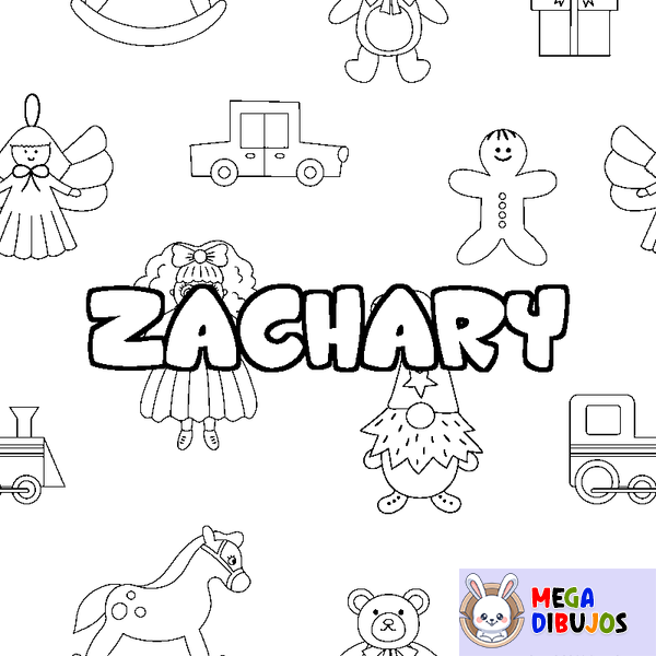 Coloraci&oacute;n del nombre ZACHARY - decorado juguetes