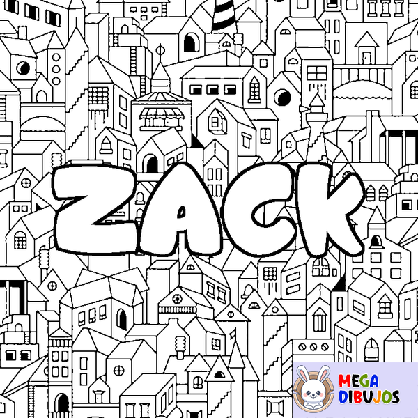 Coloraci&oacute;n del nombre ZACK - decorado ciudad