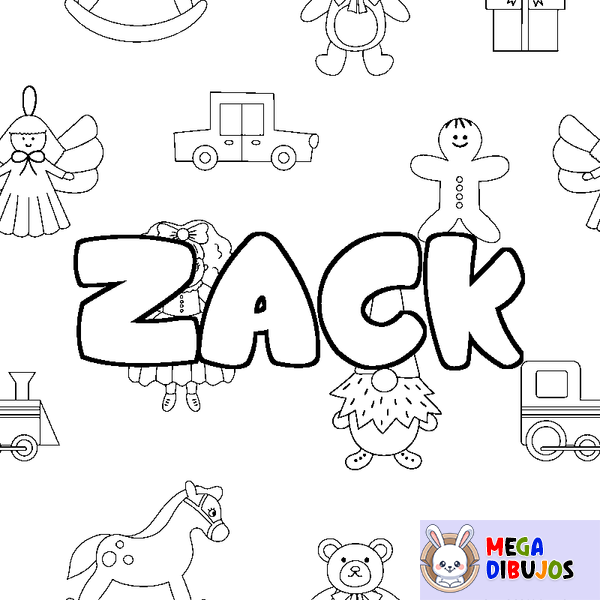 Coloraci&oacute;n del nombre ZACK - decorado juguetes