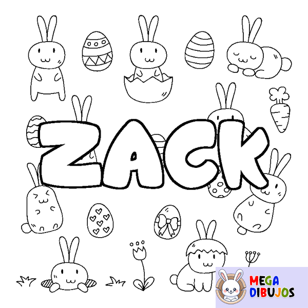 Coloraci&oacute;n del nombre ZACK - decorado Pascua