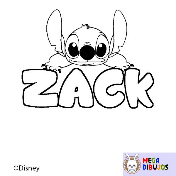 Coloraci&oacute;n del nombre ZACK - decorado Stitch