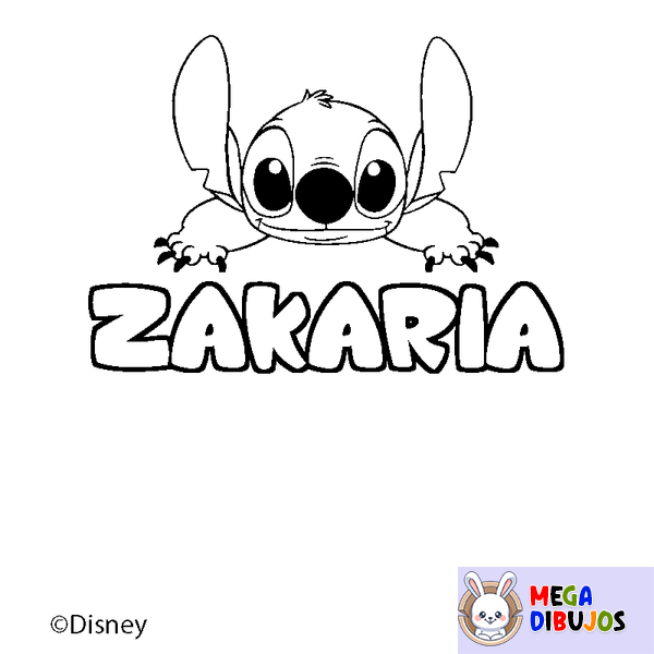 Coloraci&oacute;n del nombre ZAKARIA - decorado Stitch