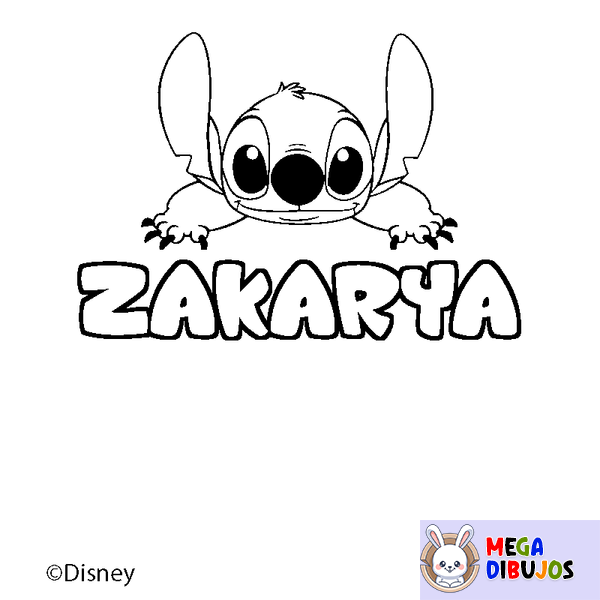 Coloraci&oacute;n del nombre ZAKARYA - decorado Stitch