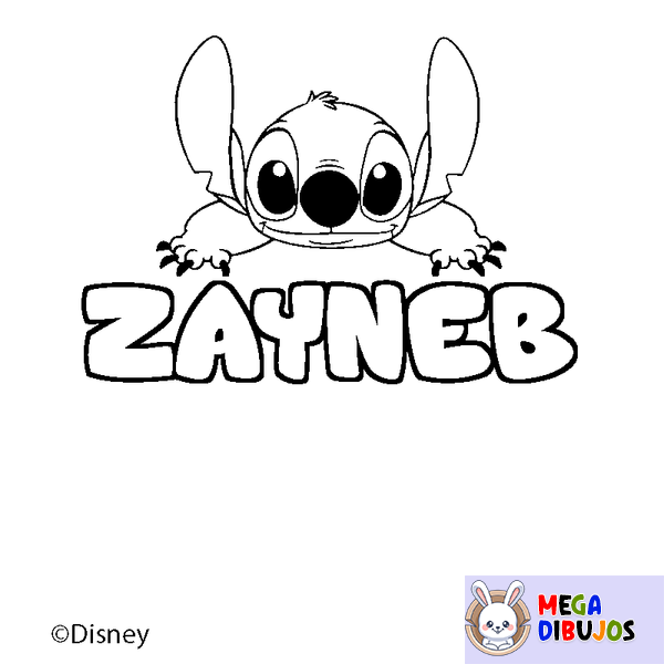 Coloraci&oacute;n del nombre ZAYNEB - decorado Stitch