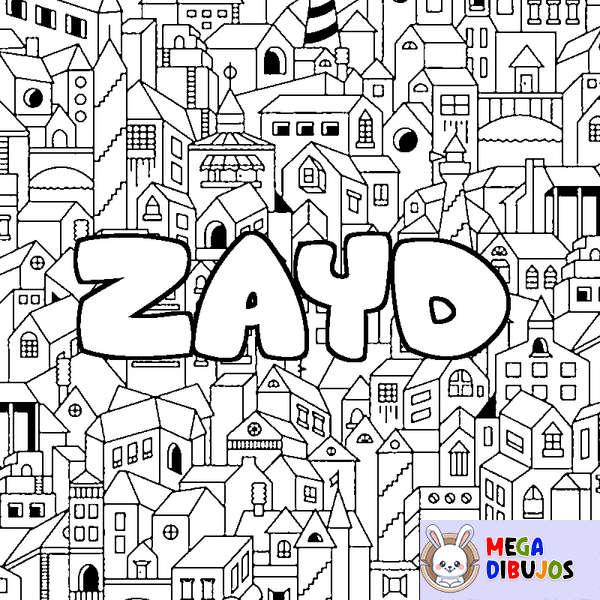 Coloraci&oacute;n del nombre ZAYD - decorado ciudad
