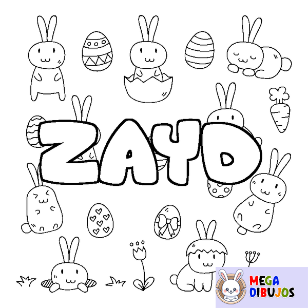 Coloraci&oacute;n del nombre ZAYD - decorado Pascua