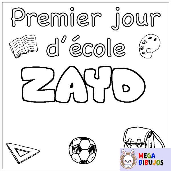 Coloraci&oacute;n del nombre ZAYD - decorado primer d&iacute;a de escuela