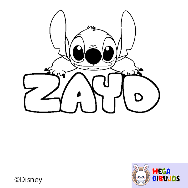 Coloraci&oacute;n del nombre ZAYD - decorado Stitch