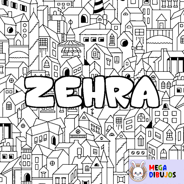 Coloraci&oacute;n del nombre ZEHRA - decorado ciudad
