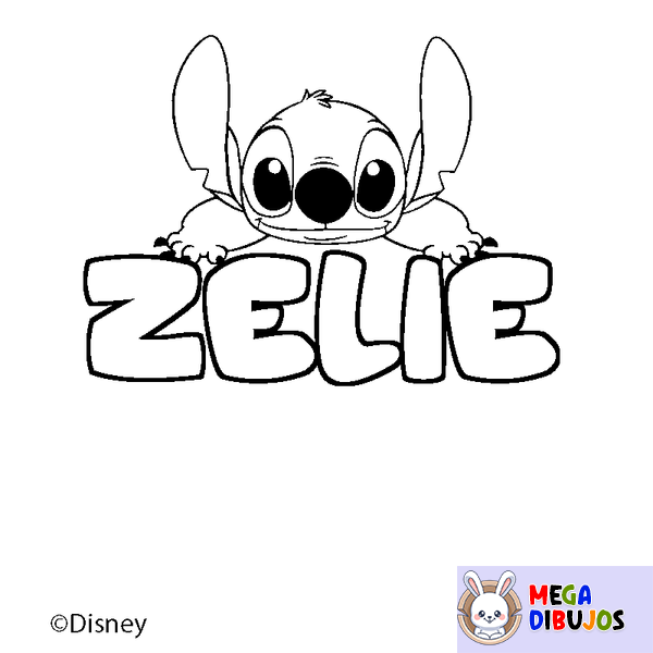 Coloraci&oacute;n del nombre ZELIE - decorado Stitch