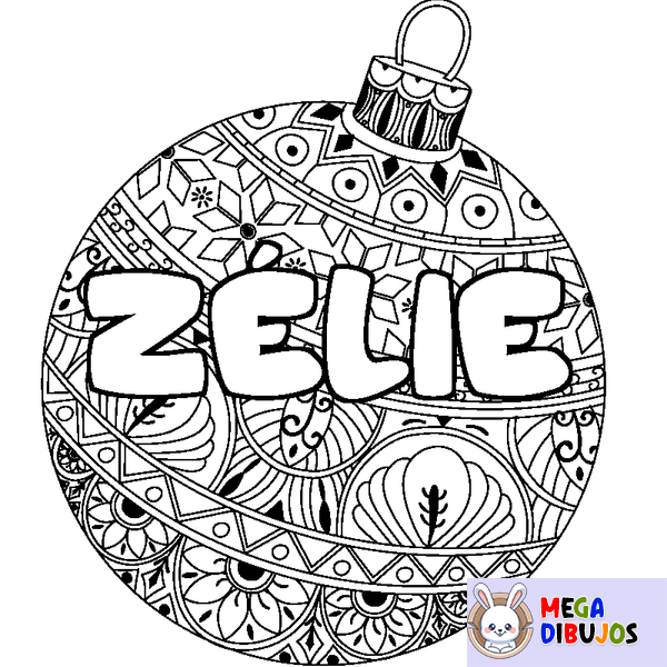 Coloraci&oacute;n del nombre Z&Eacute;LIE - decorado bola de Navidad