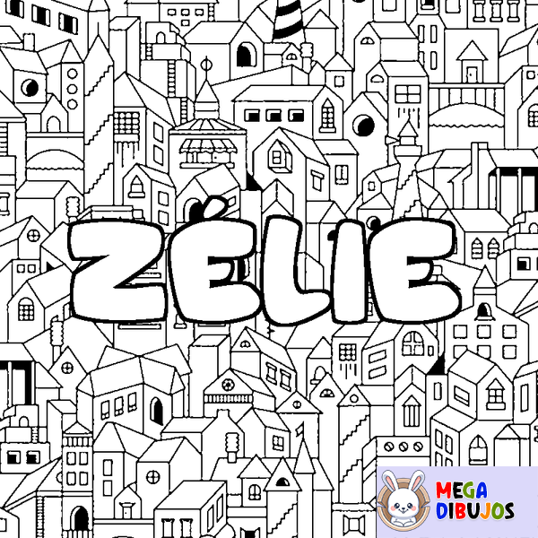 Coloraci&oacute;n del nombre Z&Eacute;LIE - decorado ciudad