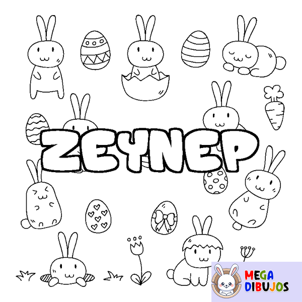 Coloraci&oacute;n del nombre ZEYNEP - decorado Pascua