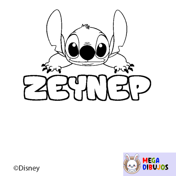 Coloraci&oacute;n del nombre ZEYNEP - decorado Stitch