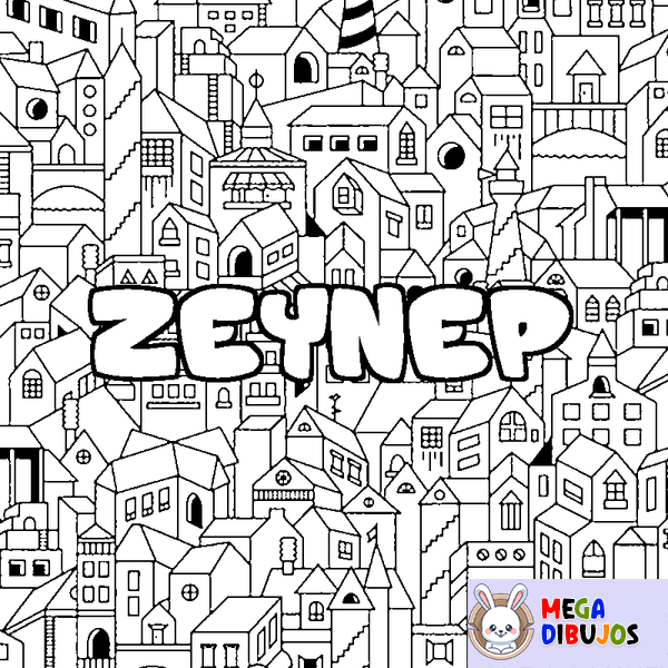 Coloraci&oacute;n del nombre ZEYNEP - decorado ciudad