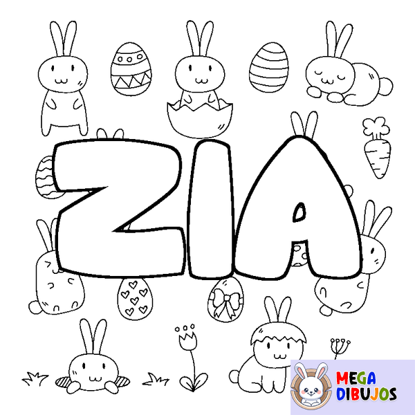 Coloraci&oacute;n del nombre ZIA - decorado Pascua