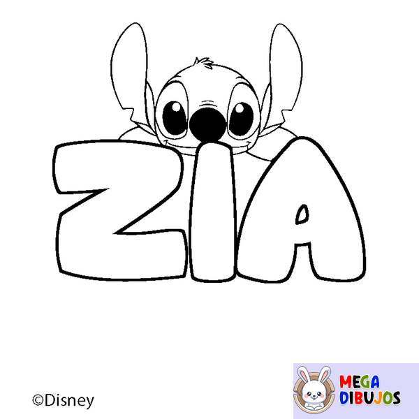 Coloraci&oacute;n del nombre ZIA - decorado Stitch