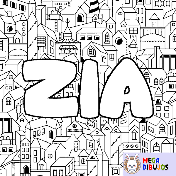 Coloraci&oacute;n del nombre ZIA - decorado ciudad