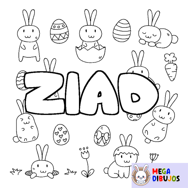 Coloraci&oacute;n del nombre ZIAD - decorado Pascua