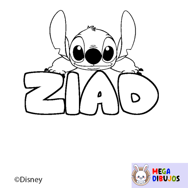 Coloraci&oacute;n del nombre ZIAD - decorado Stitch