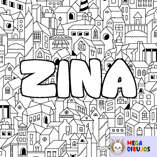 Coloraci&oacute;n del nombre ZINA - decorado ciudad